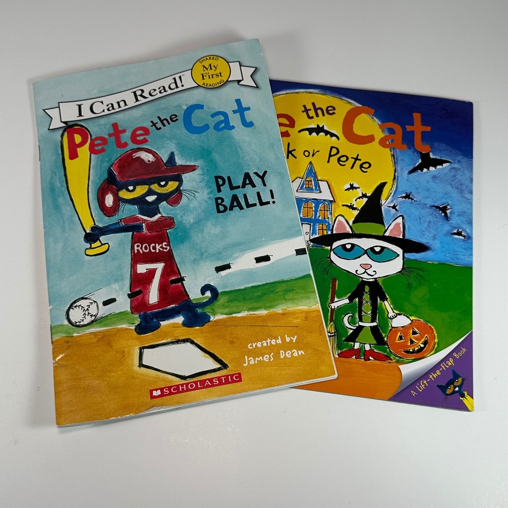 Pete‎ the Cat Book Lot Play Ball I Can Read and Trick or Pete Lift-the-Flap Dean